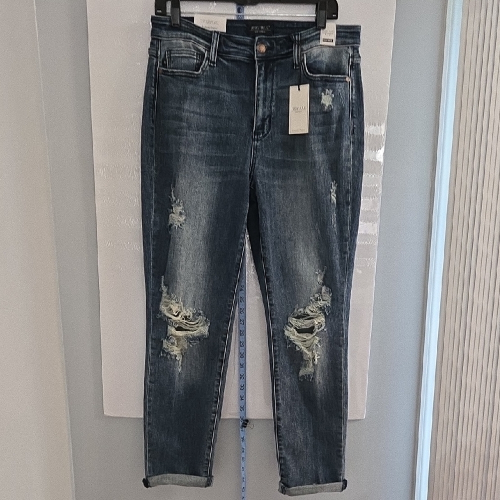 Judy Blue Boyfriend Jeans Blue Distressed